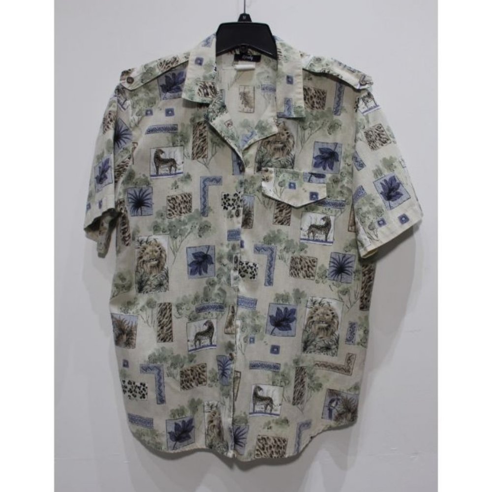 Vintage‎ Tapestry womens size L safari top africa